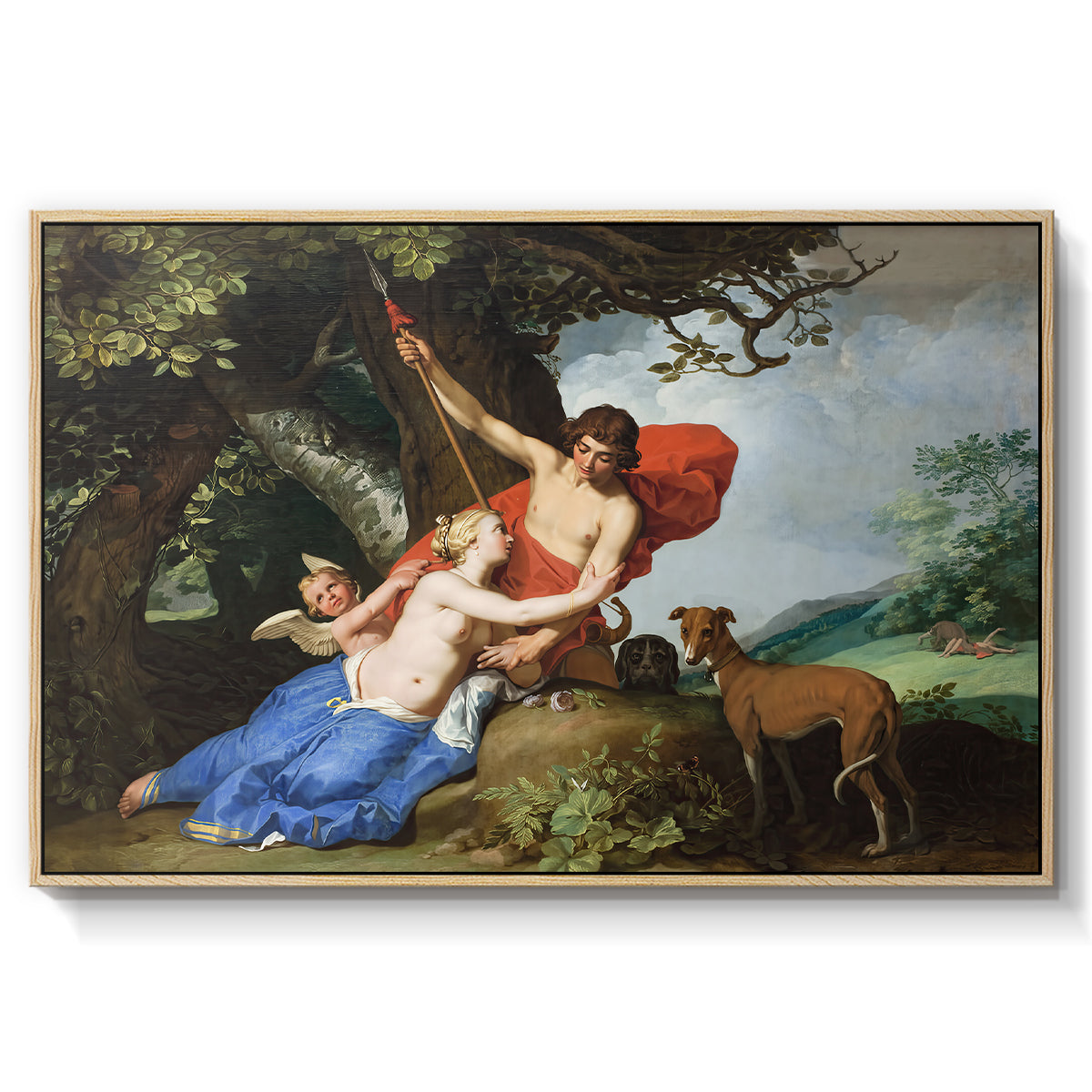 Venus and Adonis, 1632 - Floater Framed Canvas Print