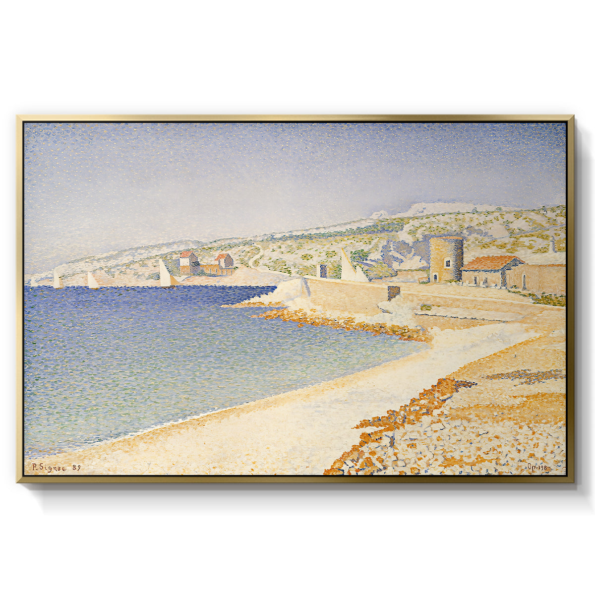 The Jetty at Cassis, Opus 198, 1889 - Floater Framed Canvas Print