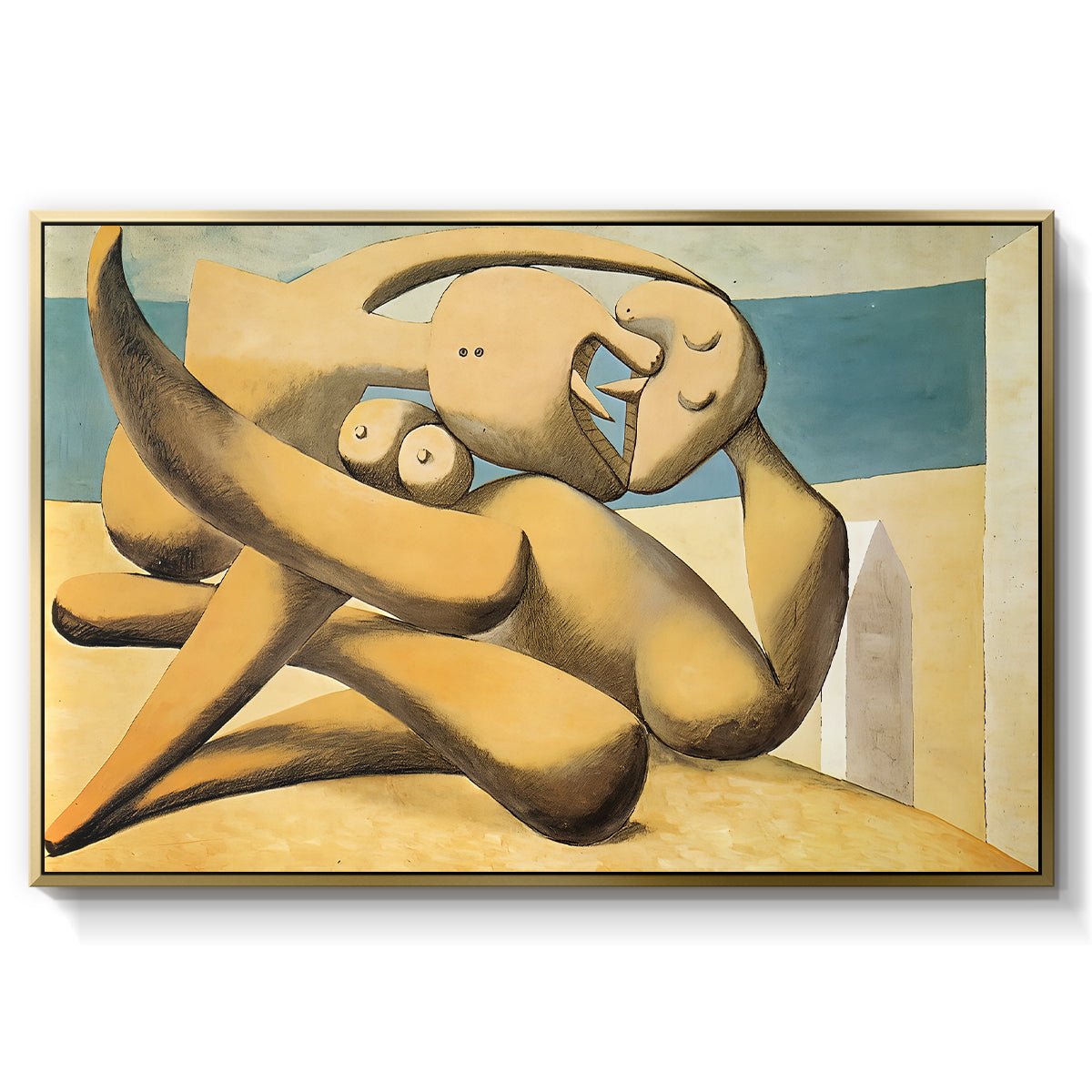 Figures at the Seaside (The Kiss), 1931 - Floater Framed Canvas Print