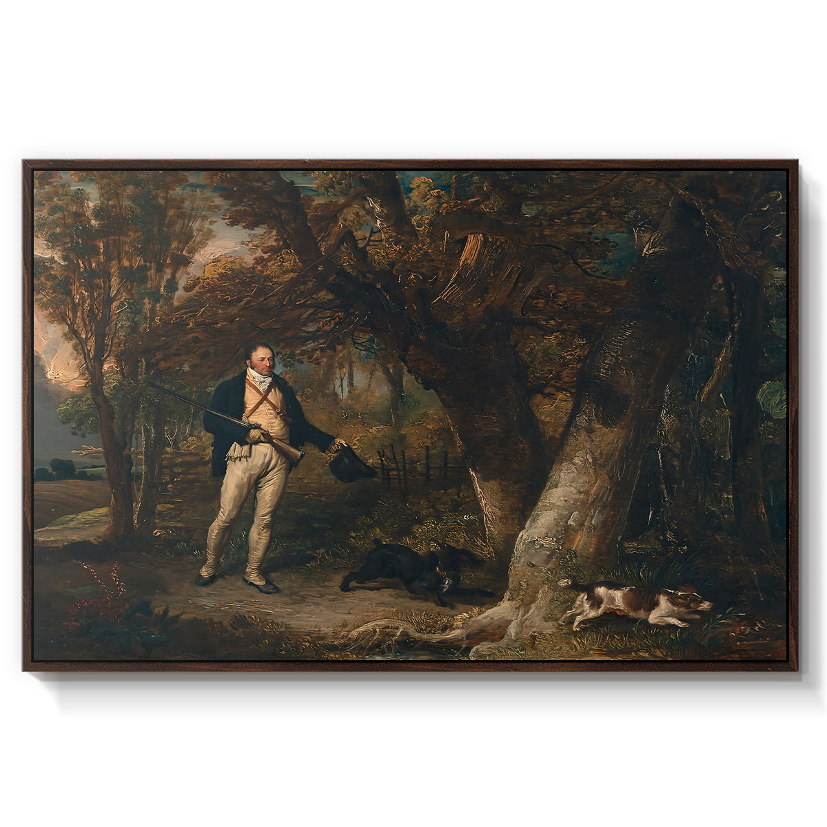 The Reverend Thomas Levett and Favourite Dogs, Cock-Shooting, 1811 - Floater Framed Canvas Print