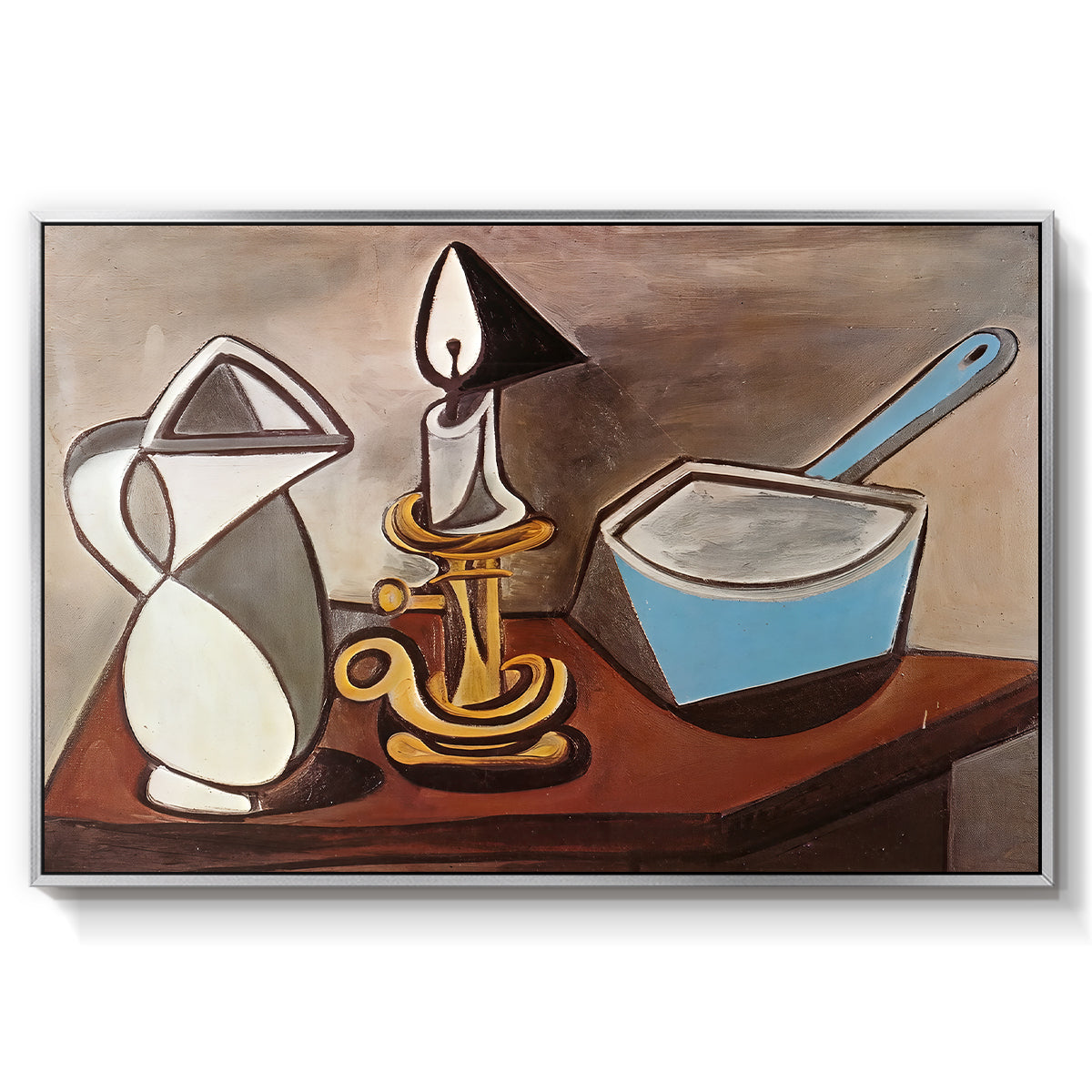 Jug, Candle, and Enamel Pan, 1950 - Floater Framed Canvas Print