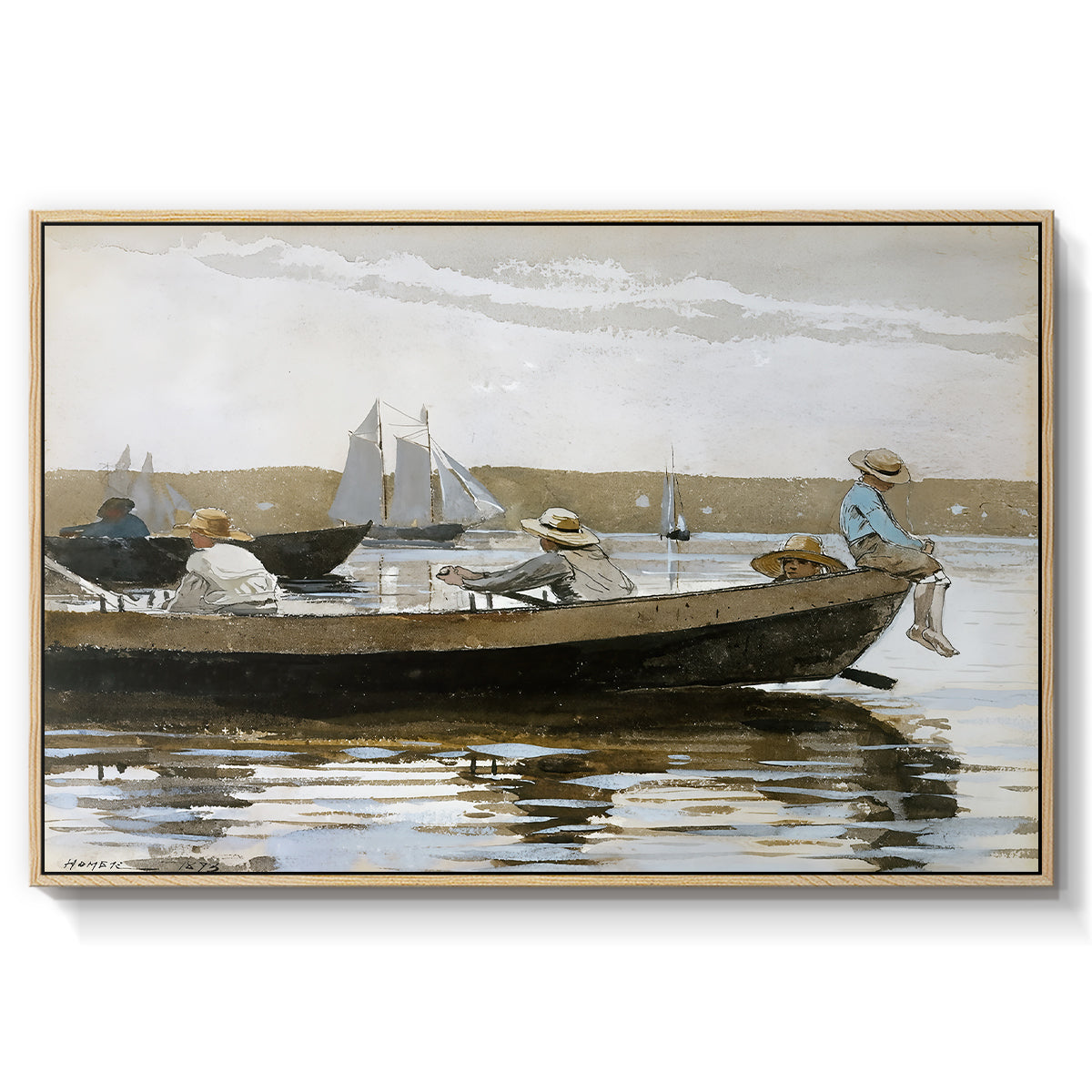 Boys in a Dory, 1873 - Floater Framed Canvas Print