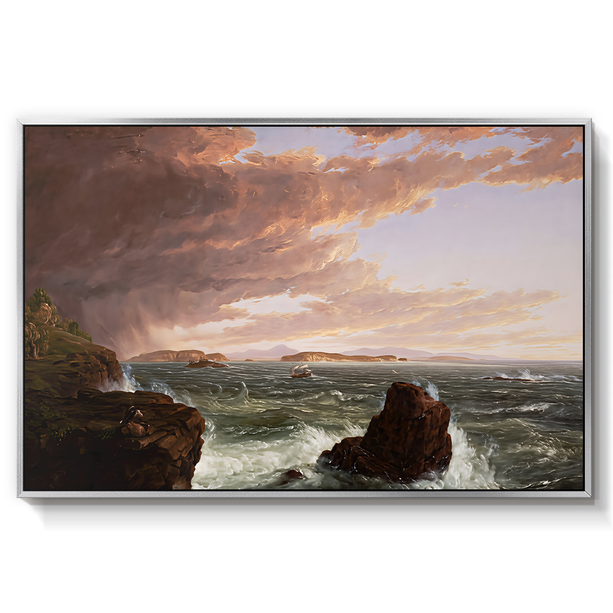 Views Across Frenchman's Bay from Mt. Desert Island, After a Squall, 1845 - Floater Framed Canvas Print