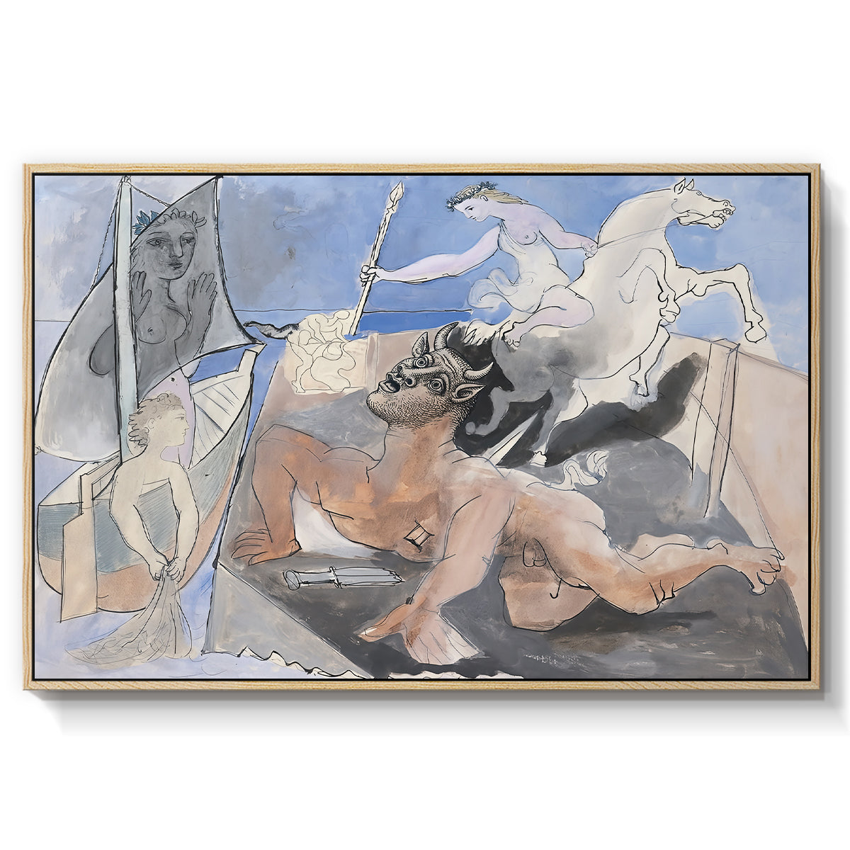Composition with Minotaur, 1936 - Floater Framed Canvas Print
