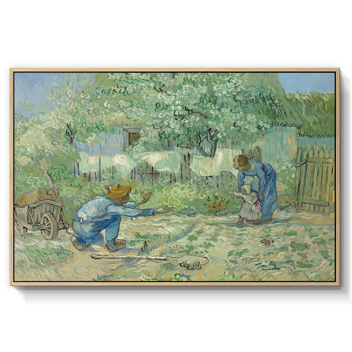 First Steps after Millet, 1890 - Floater Framed Canvas Print