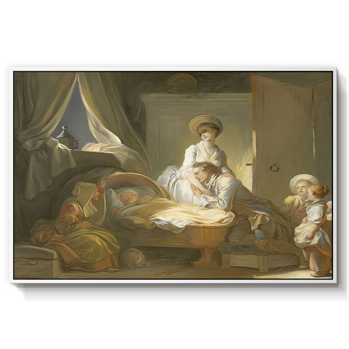 The Visit to the Nursery, c. 1775 - Floater Framed Canvas Print
