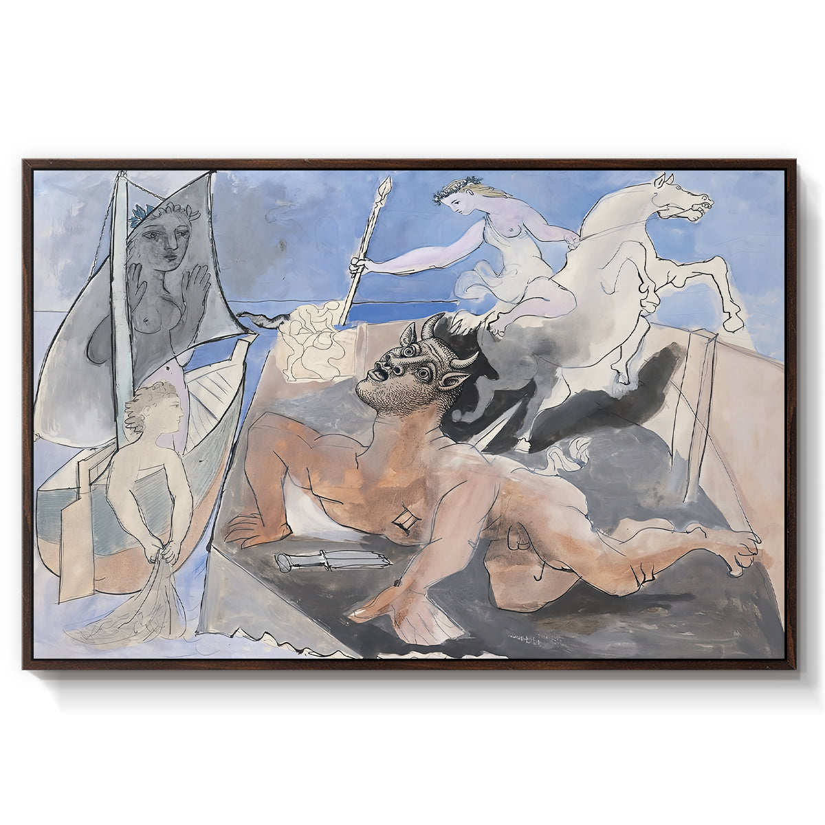 Composition with Minotaur, 1936 - Floater Framed Canvas Print