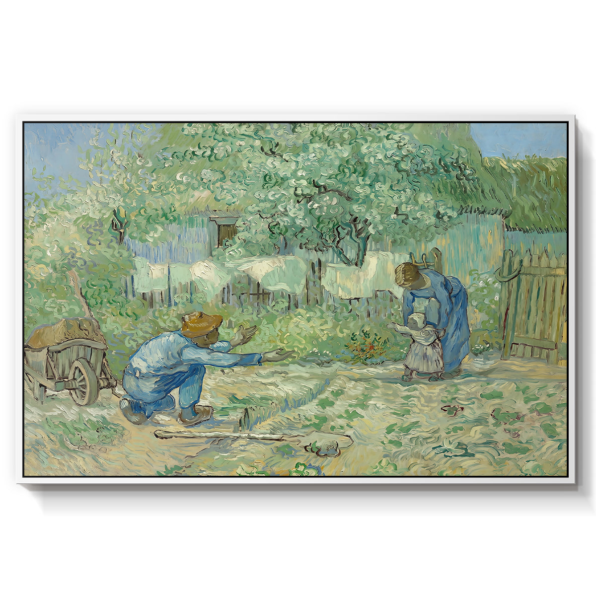 First Steps after Millet, 1890 - Floater Framed Canvas Print