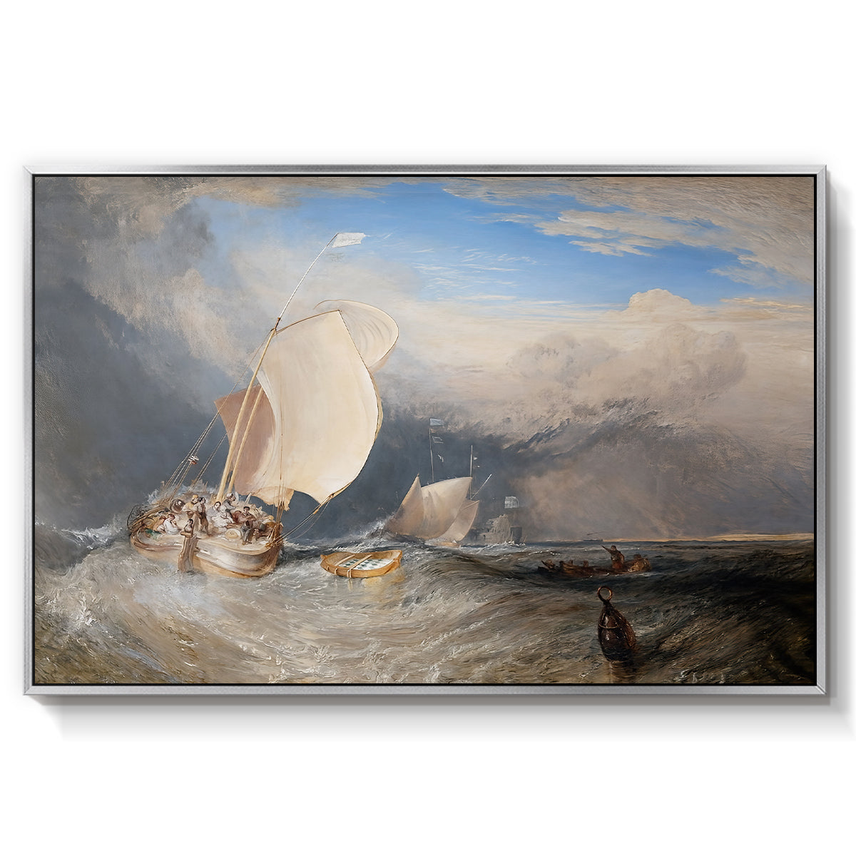 Fishing Boats with Hucksters Bargaining for Fish, 1837-1838 - Floater Framed Canvas Print