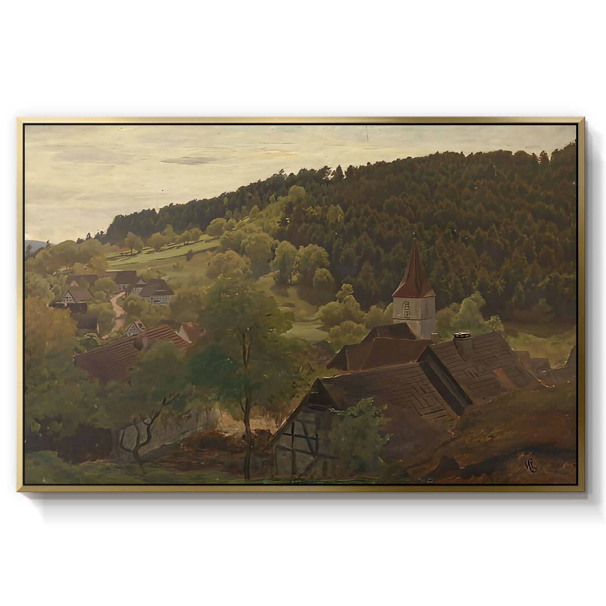 Landscape from Ebersteinburg in Baden, 1876 - Floater Framed Canvas Print
