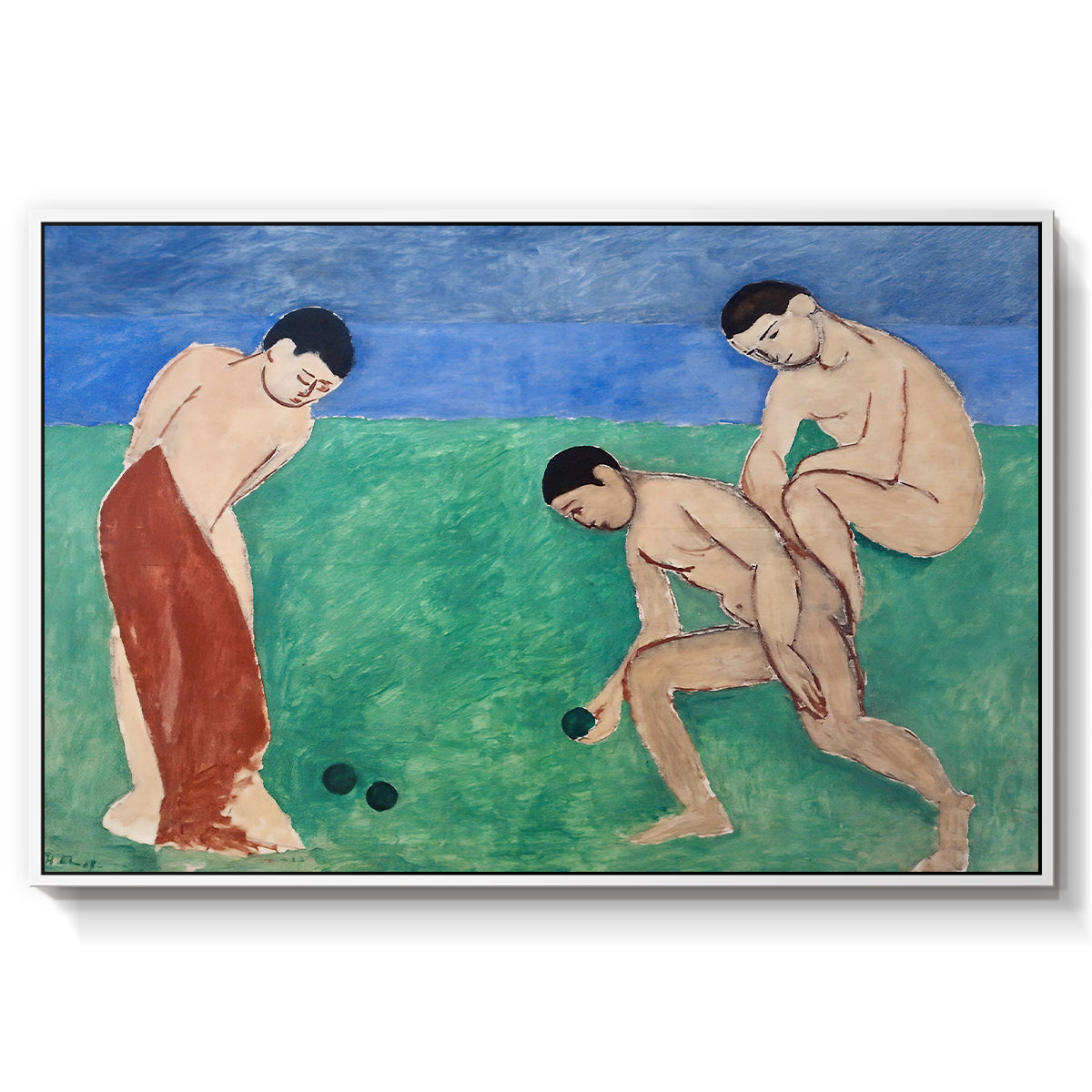 Game of Bowls, 1908 - Floater Framed Canvas Print