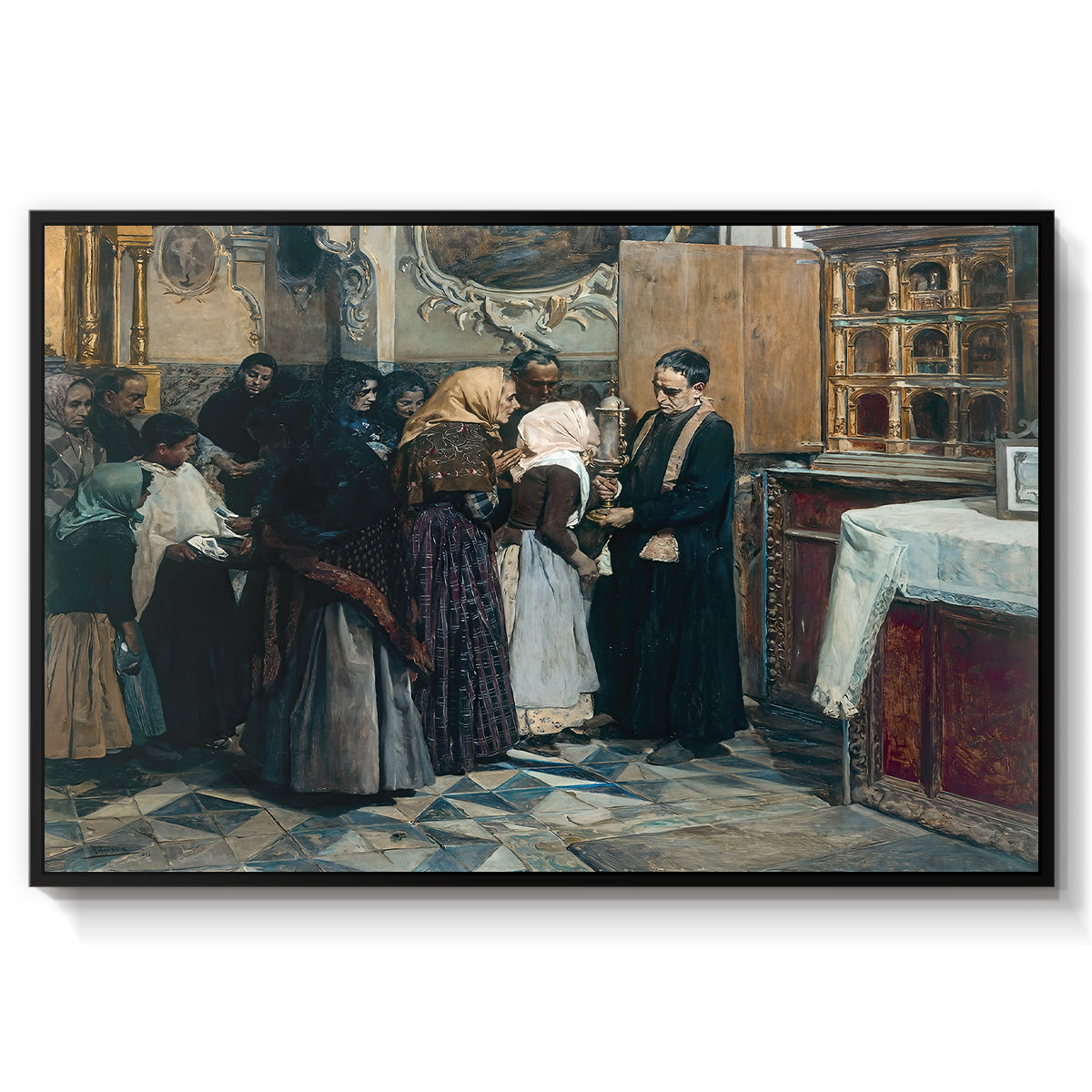Kissing the Relic, 1893 - Floater Framed Canvas Print