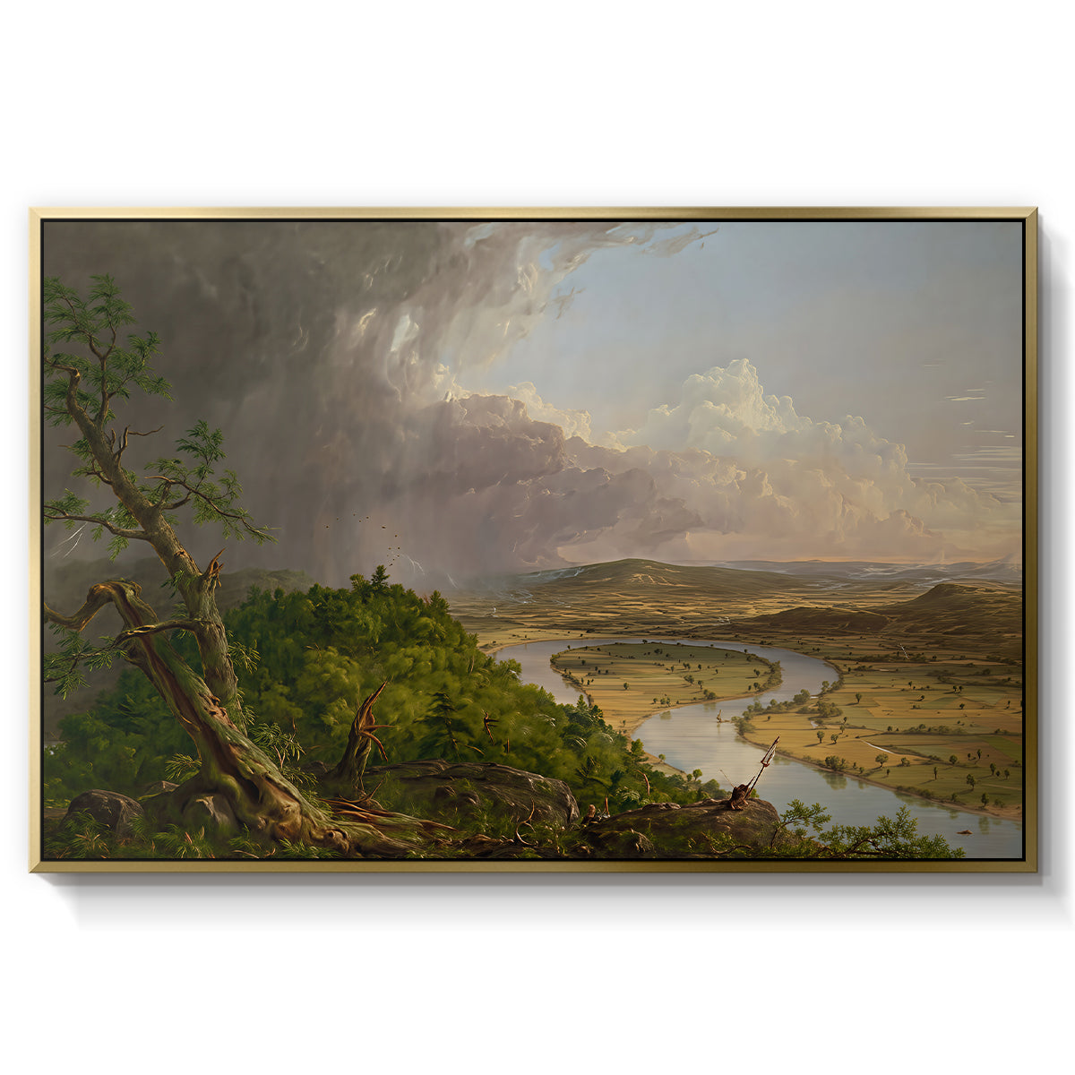 View from Mount Holyoke, Northampton, Massachusetts, after a Thunderstorm (Oxbow), 1836 - Floater Framed Canvas Print