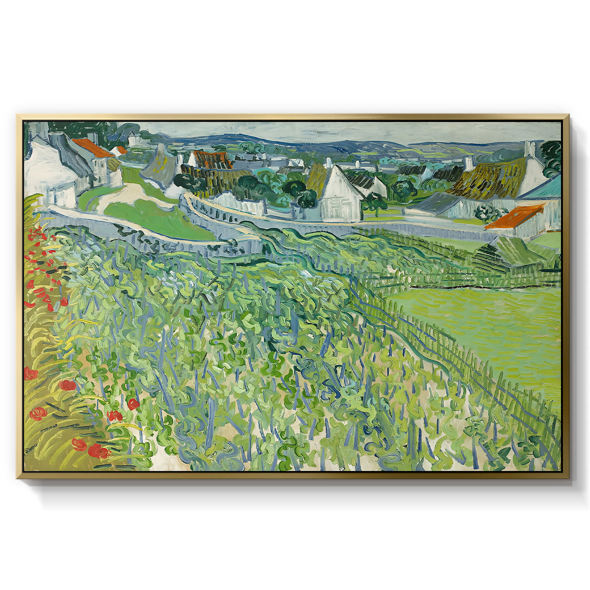 Vineyards at Auvers, 1890 - Floater Framed Canvas Print