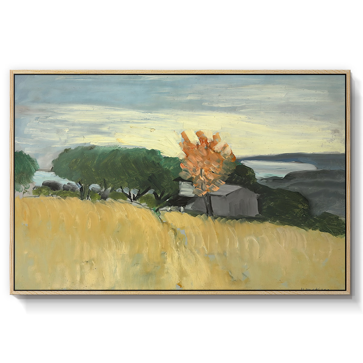 Fields of Wheat in Cagnes, 1918 - Floater Framed Canvas Print