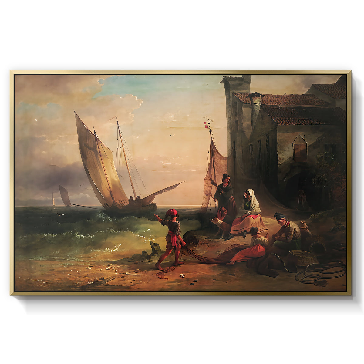 Fisherman's Family from Chioggia, 1838 - Floater Framed Canvas Print