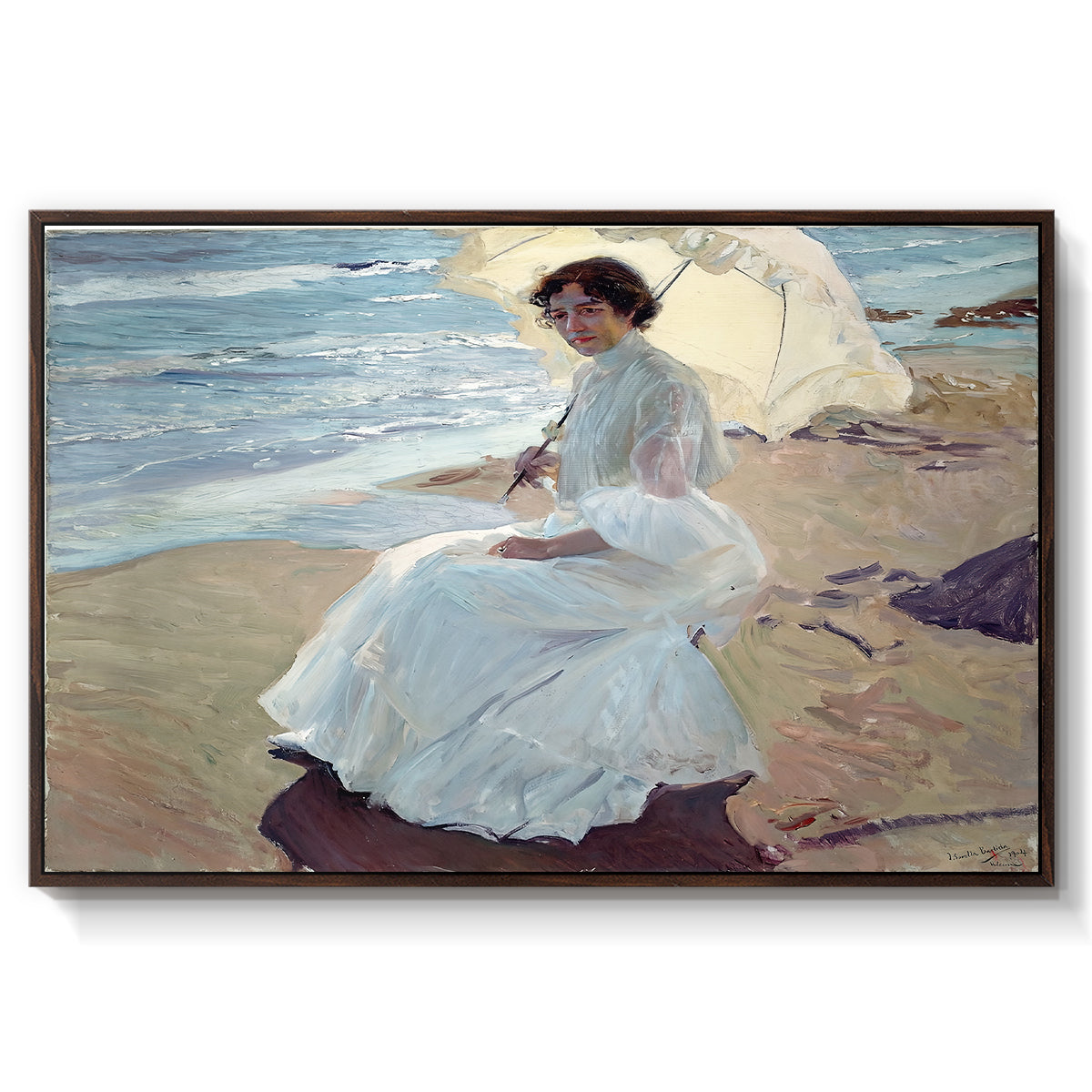Clotilde on the Beach, 1904 - Floater Framed Canvas Print