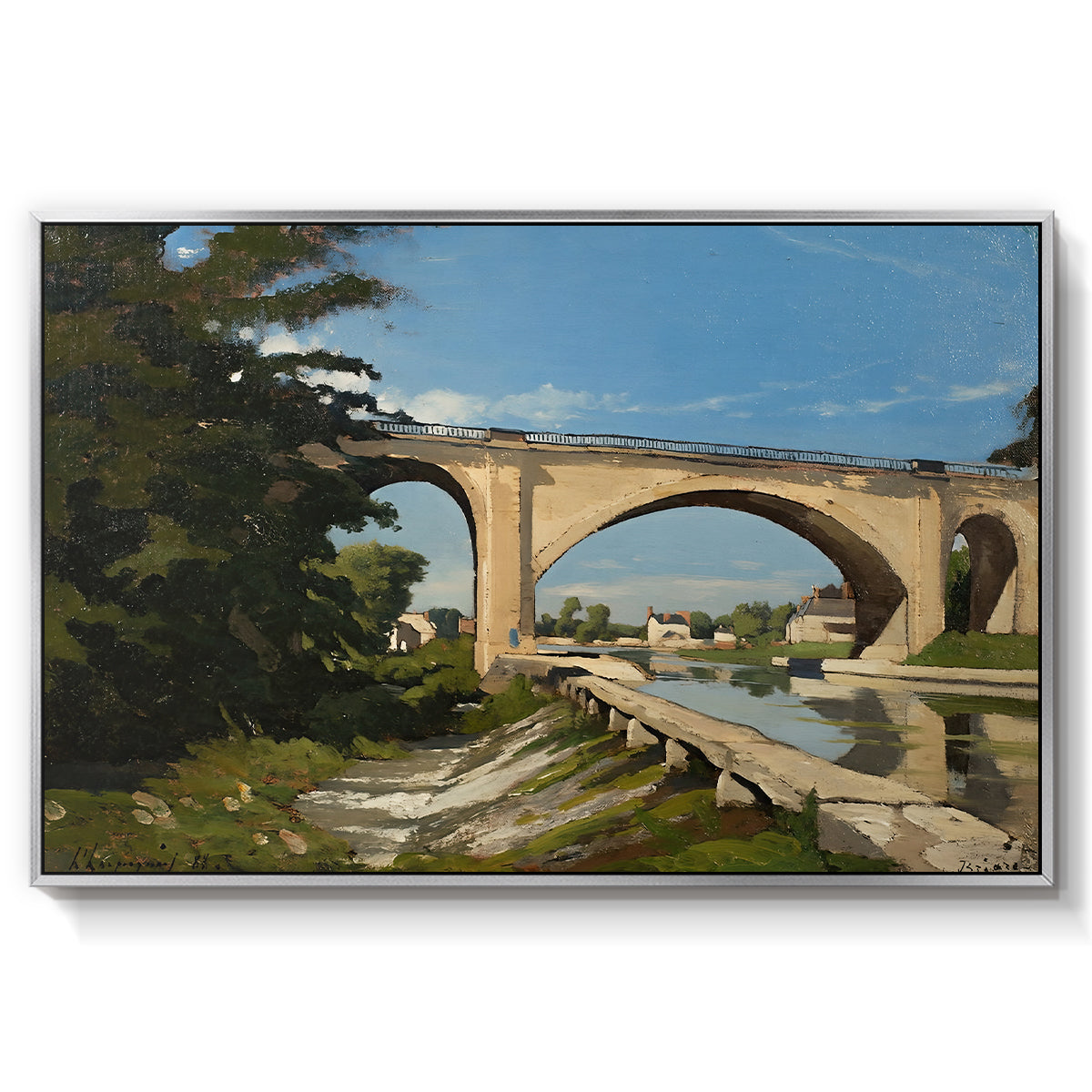 The Railroad Bridge at Briare, 1888 - Floater Framed Canvas Print