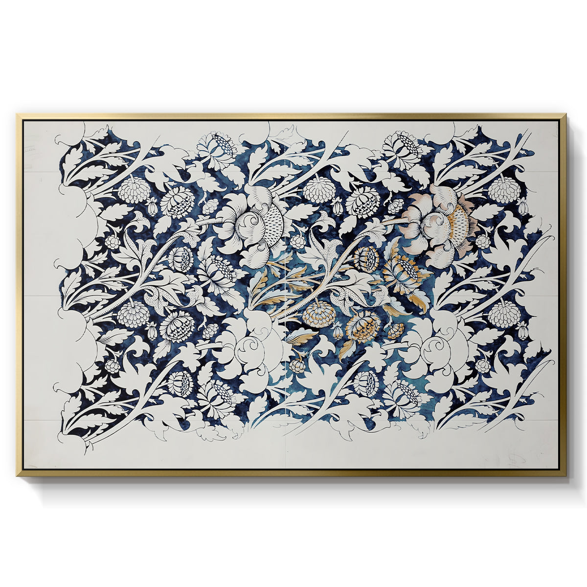 Watercolour for Printed Fabric Design: Wey, c. 1882-1883 - Floater Framed Canvas Print