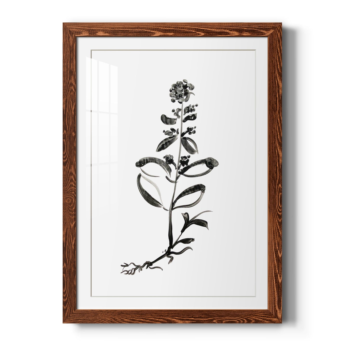 Inky Botanical III - Premium Framed Print - Distressed Barnwood Frame - Ready to Hang