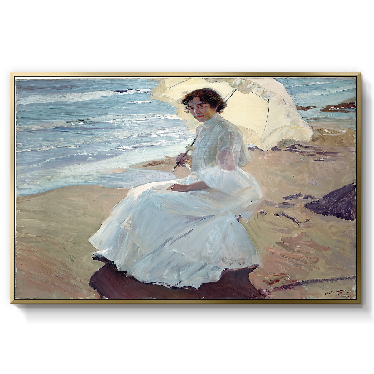 Clotilde on the Beach, 1904 - Floater Framed Canvas Print