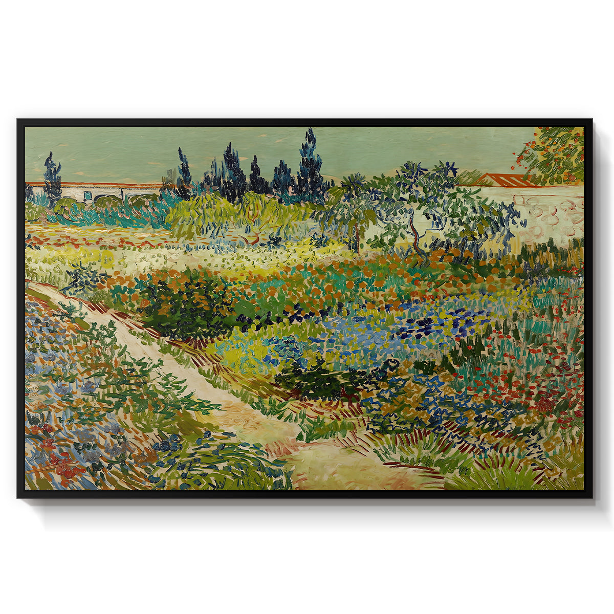 Garden at Arles, 1888 - Floater Framed Canvas Print