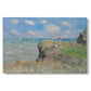 Canvas art print portraying figures walking along coastal cliff path overlooking ocean and sky, set against a white background