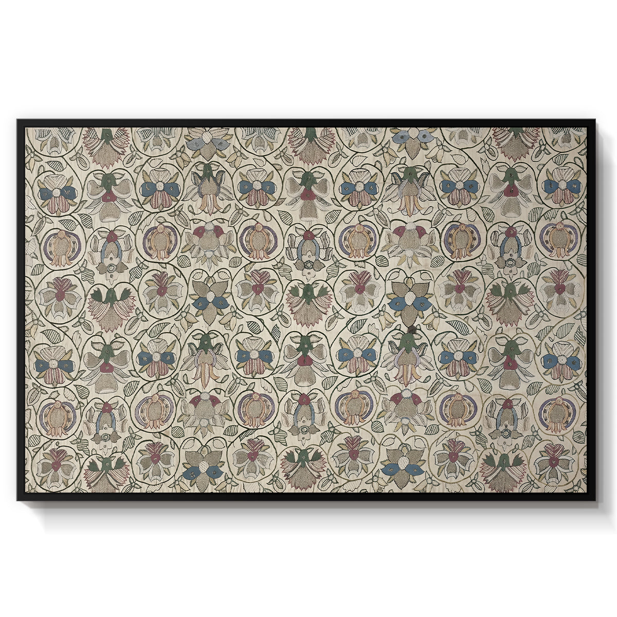Long Cushion Cover (Printed Textile), c. 1600 - Floater Framed Canvas Print