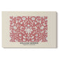 Canvas art print portraying a repeating floral pattern with dense arrangement of blossoms and leaves, set against a white background