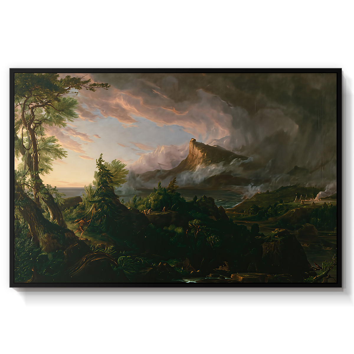 The Course of Empire: The Savage State, 1834 - Floater Framed Canvas Print