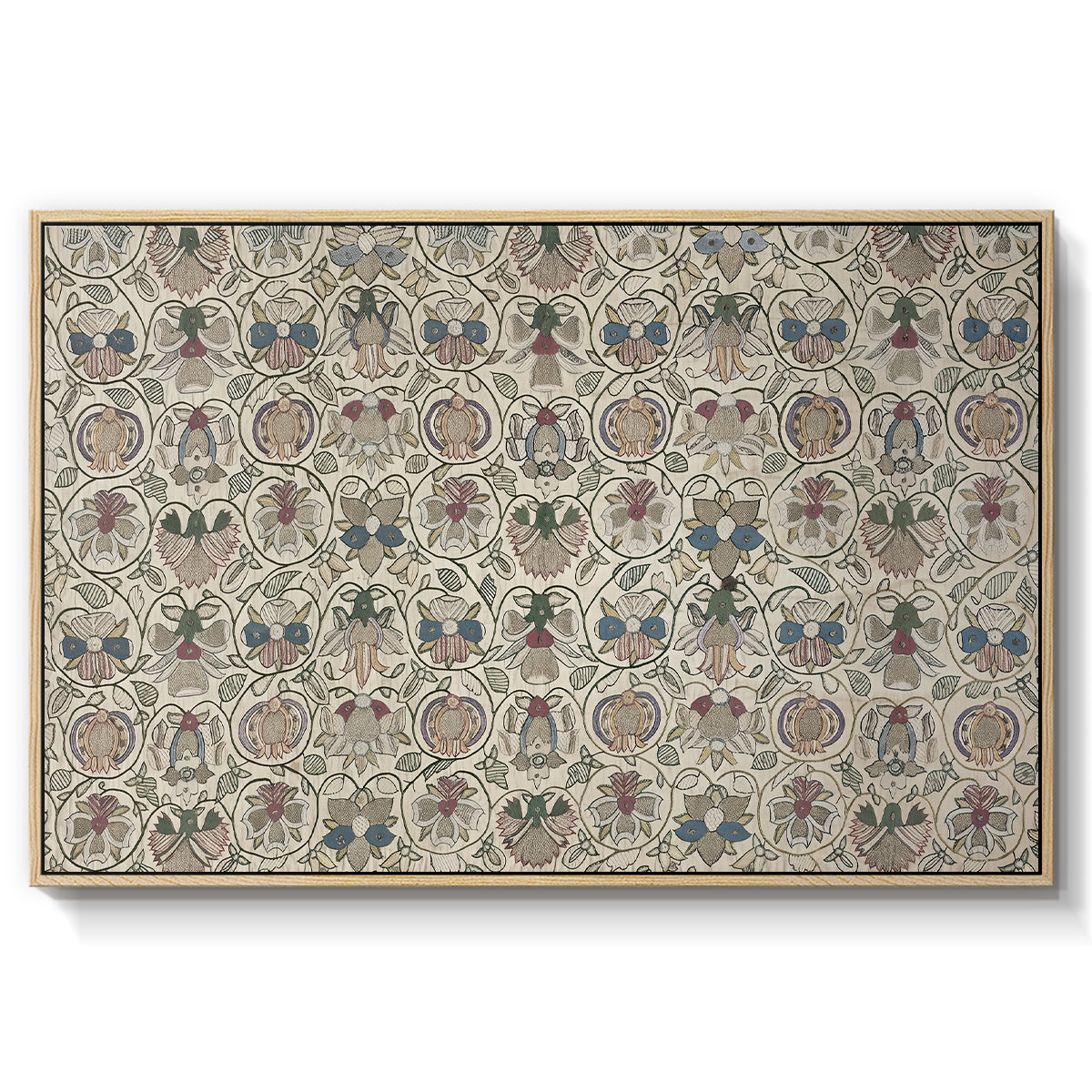 Long Cushion Cover (Printed Textile), c. 1600 - Floater Framed Canvas Print