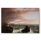 Canvas art print portraying a coastal landscape with water and sky clearing after storm, set against a white background