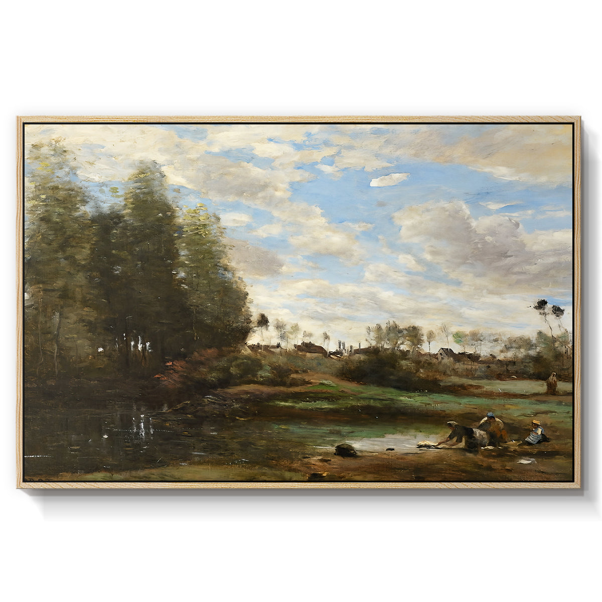 Washerwomen at the Water's Edge, c. 1860-1870 - Floater Framed Canvas Print