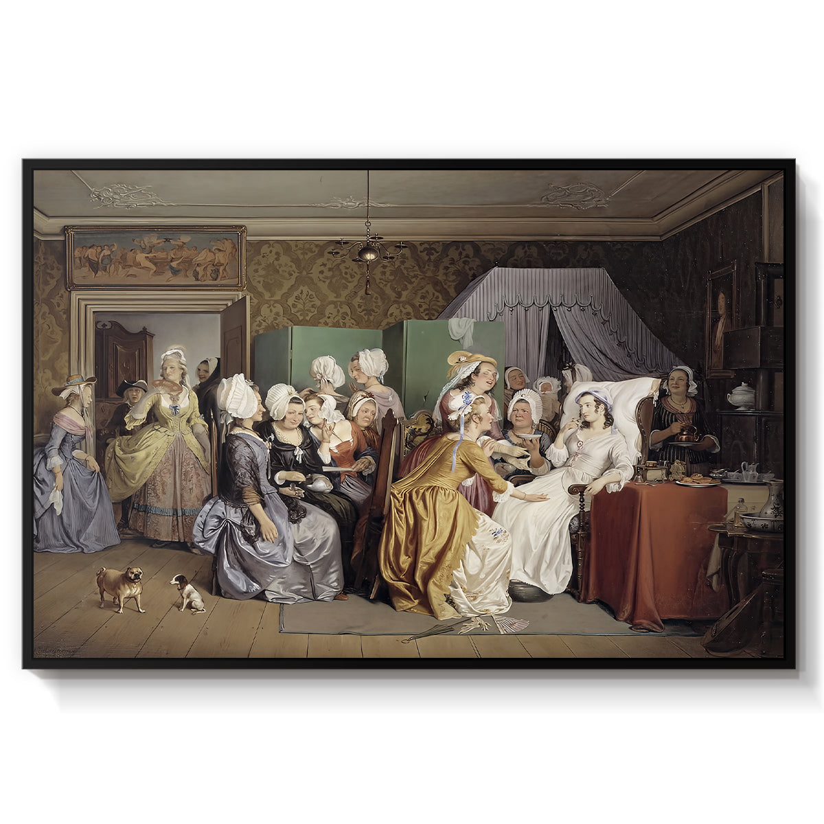 The Maternity Room (Scene from "Barselstuen"), 1845 - Floater Framed Canvas Print