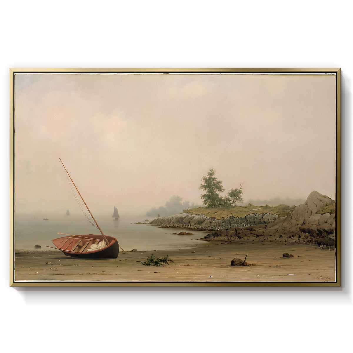 The Stranded Boat, 1863 - Floater Framed Canvas Print