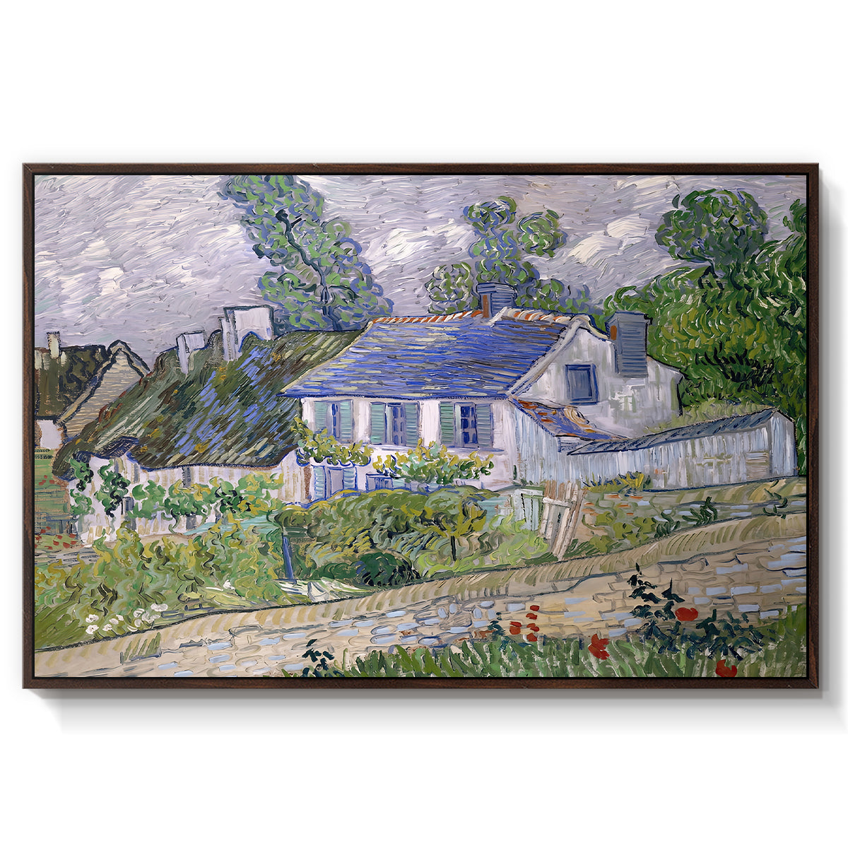 Houses in Auvers, 1890 - Floater Framed Canvas Print