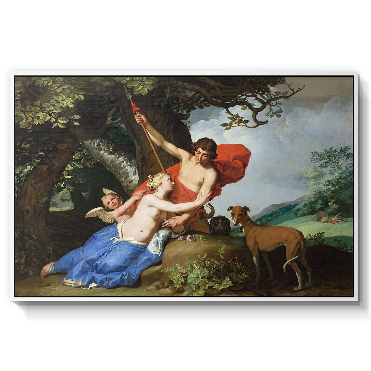 Venus and Adonis, 1632 - Floater Framed Canvas Print