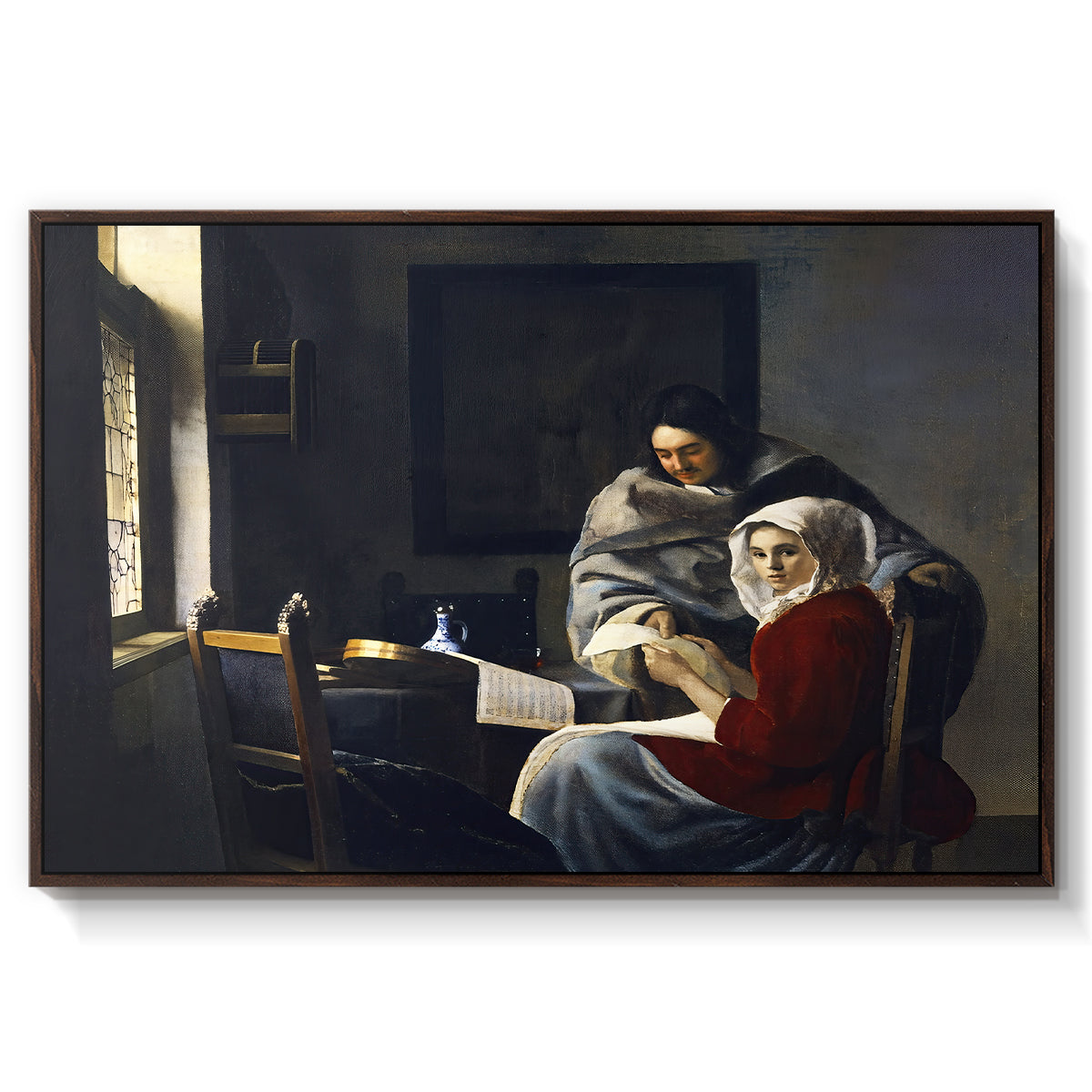 Girl Interrupted at Her Music, c. 1658-1659 - Floater Framed Canvas Print