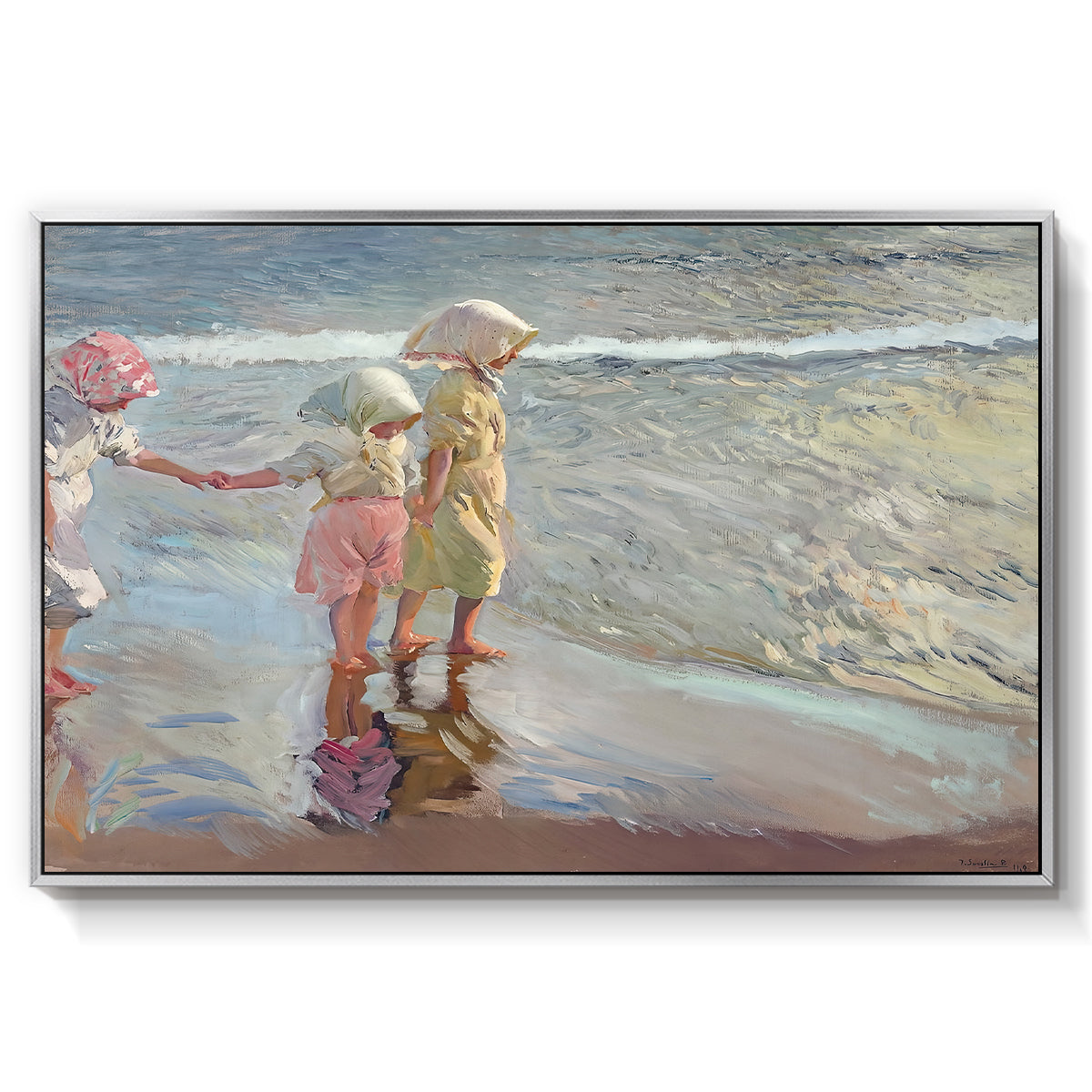 The Three Sisters on the Beach, 1908 - Floater Framed Canvas Print
