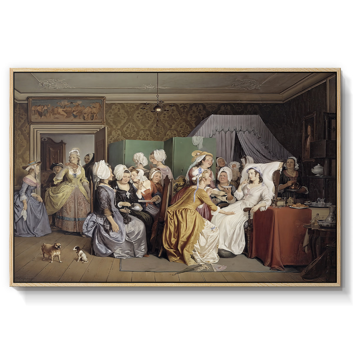 The Maternity Room (Scene from "Barselstuen"), 1845 - Floater Framed Canvas Print