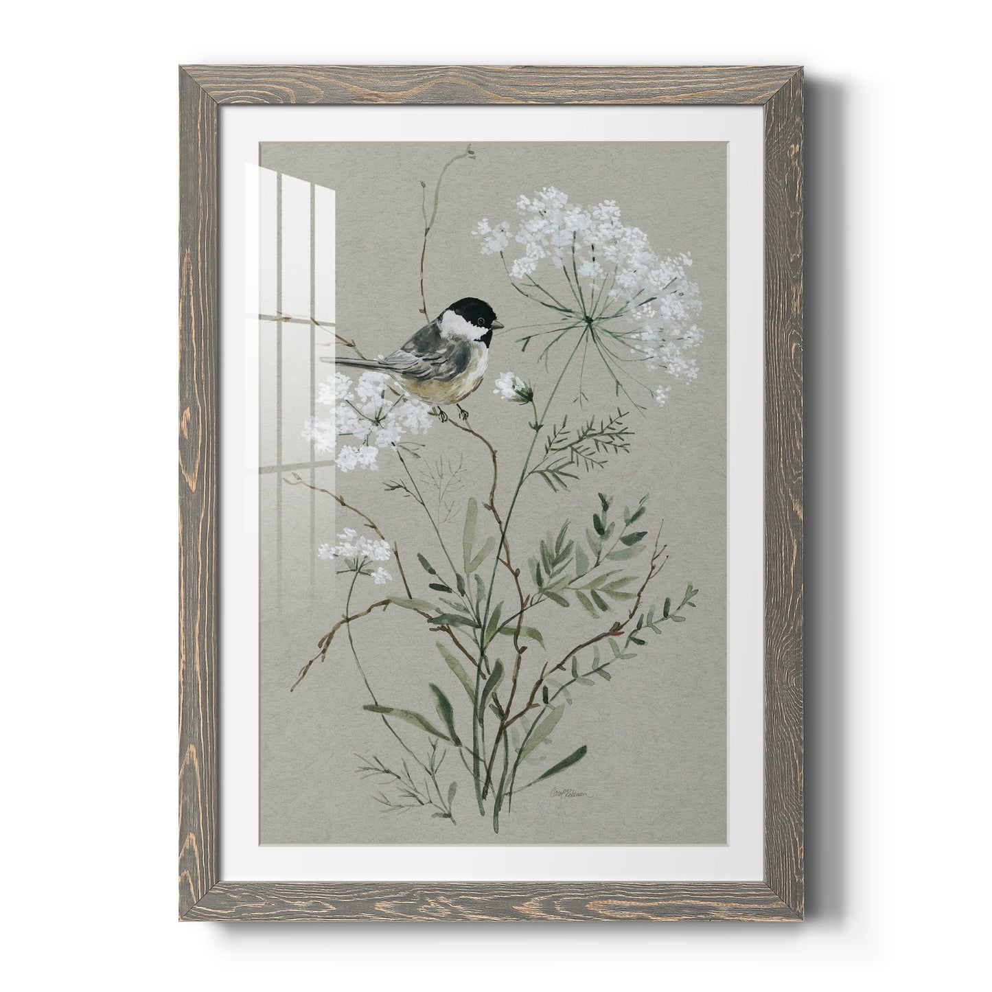 Bouquet of Grace Bird I - Barnwood Framed Art Print