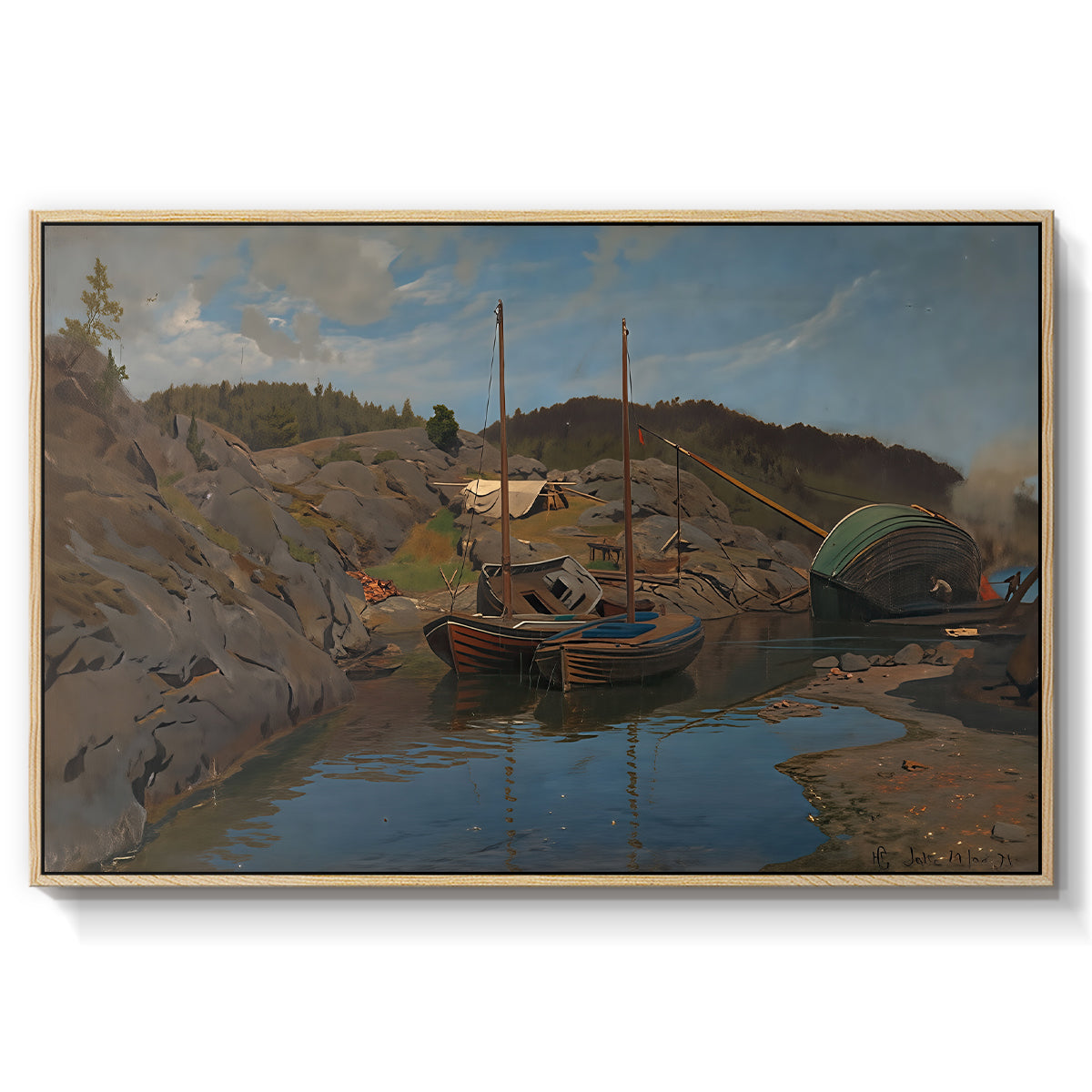 Pilotboats, 1875 - Floater Framed Canvas Print