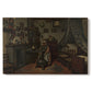 Canvas art print portraying a quiet room with figure seated near window and simple furnishings, set against a white background