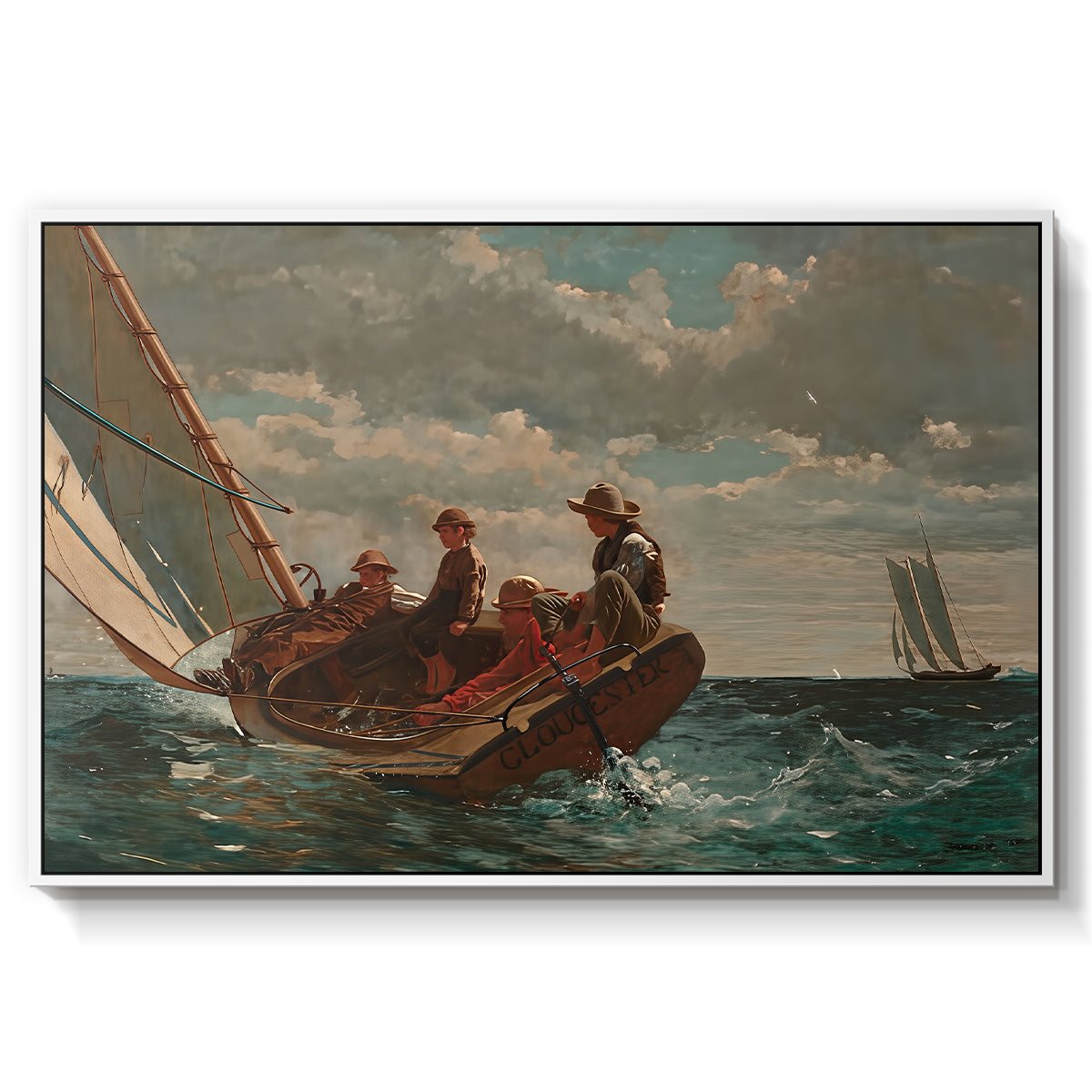 Breezing Up (A Fair Wind), 1873-1876 - Floater Framed Canvas Print