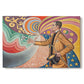 Canvas art print portraying a stylized portrait with swirling decorative background, set against a white background