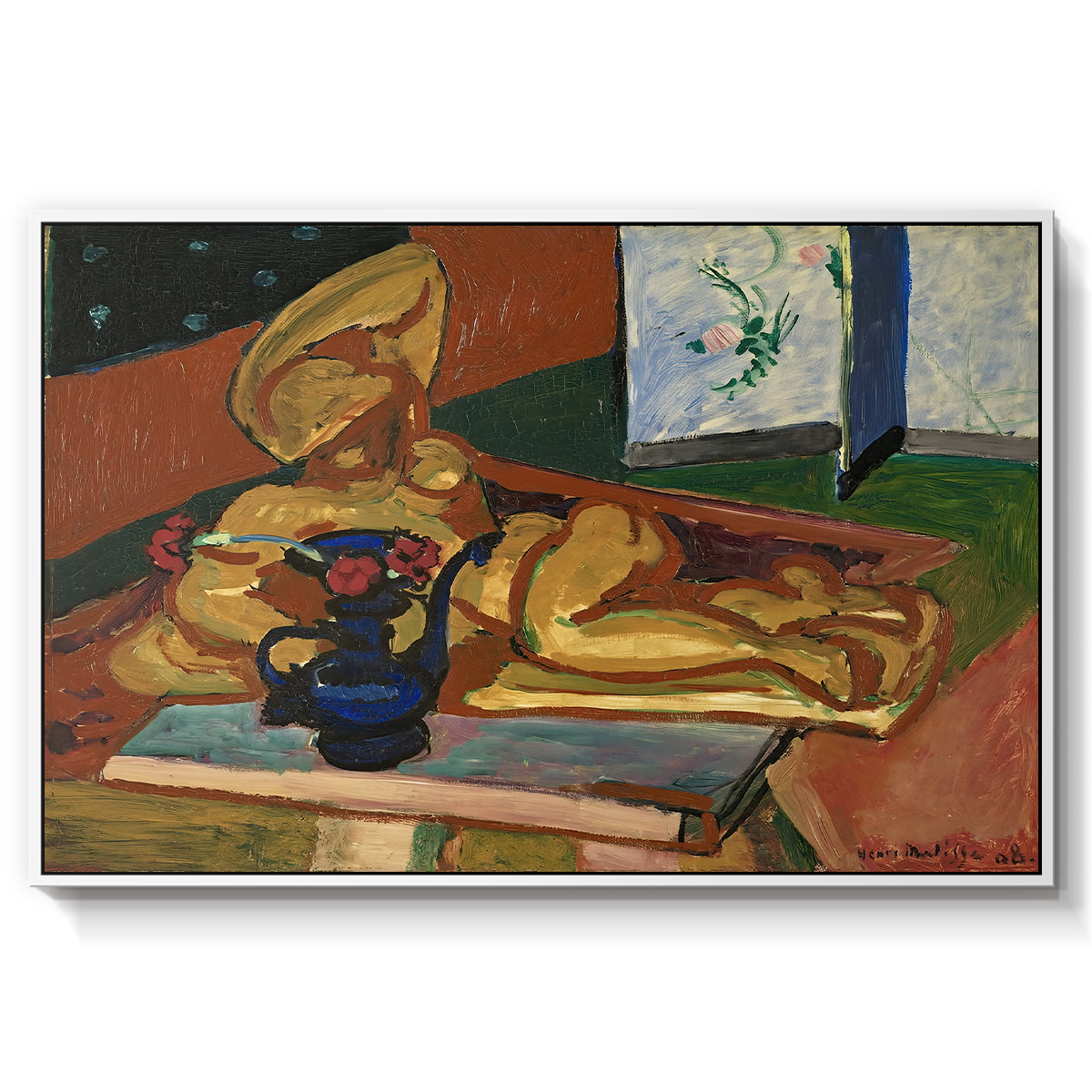 Sculpture and Persian Vase (The Bronze Figure), 1908 - Floater Framed Canvas Print