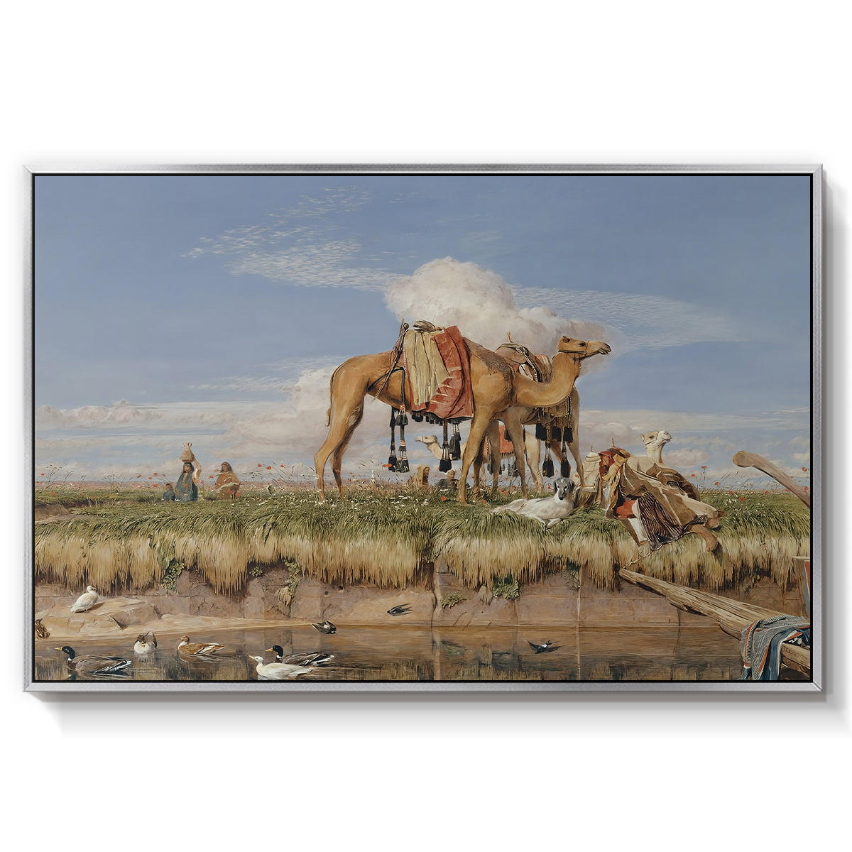 On the Banks of the Nile, Upper Egypt, 1876 - Floater Framed Canvas Print