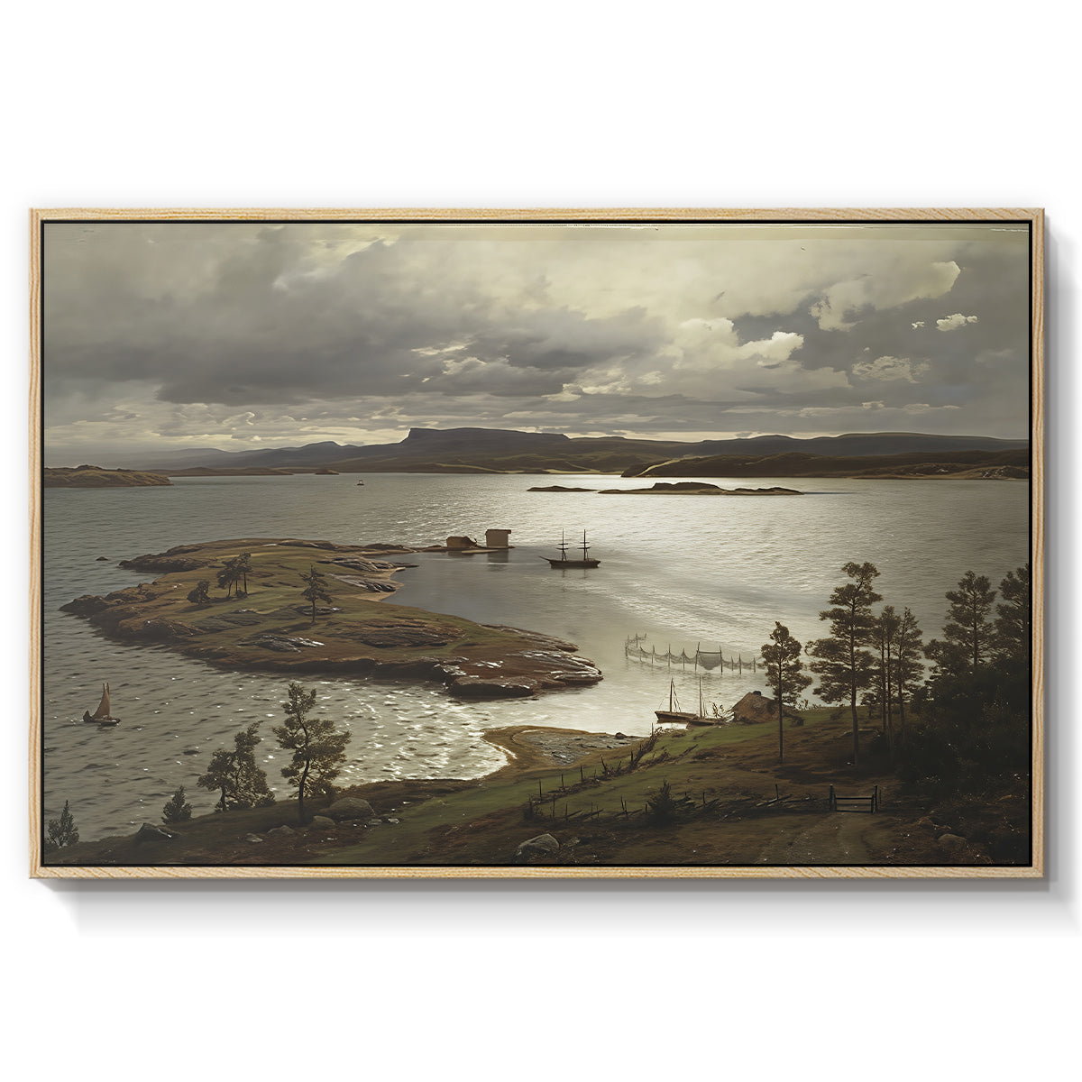 The Fjord at Sandviken (Sandviksfjorden), 1879 - Floater Framed Canvas Print