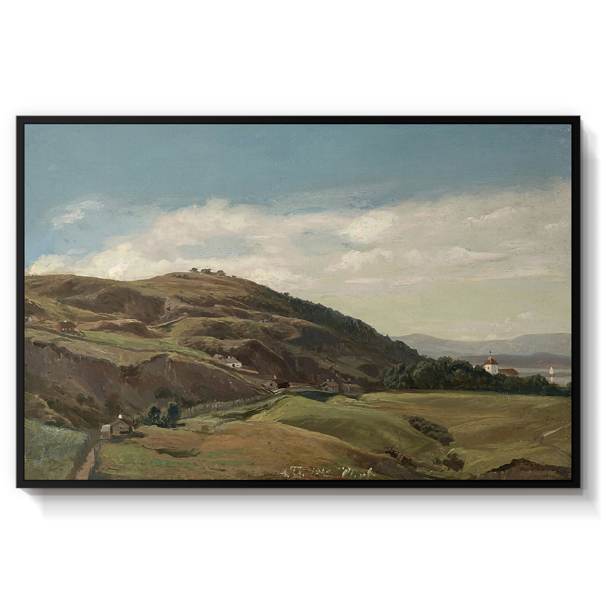 Ekeberg and Oslo Church, 1852 - Floater Framed Canvas Print