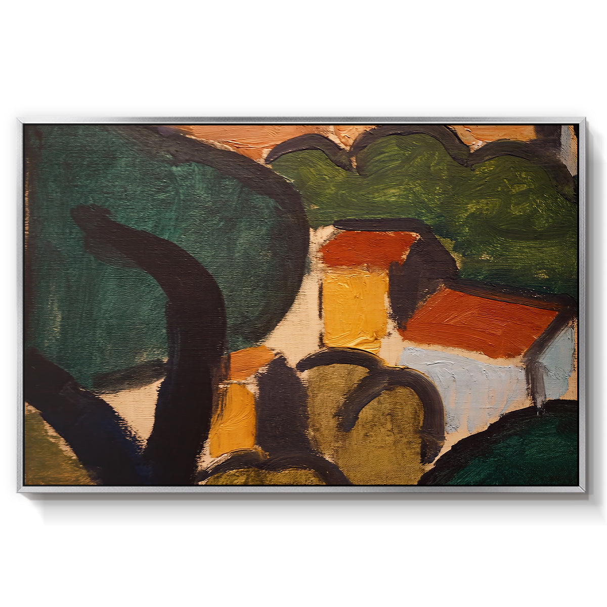 Landscape with Trees and Houses, c. 1905 - Floater Framed Canvas Print